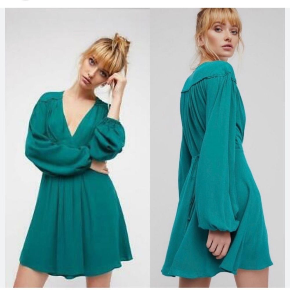 FREE PEOPLE Double Life Green‎ Wrap Dress size S